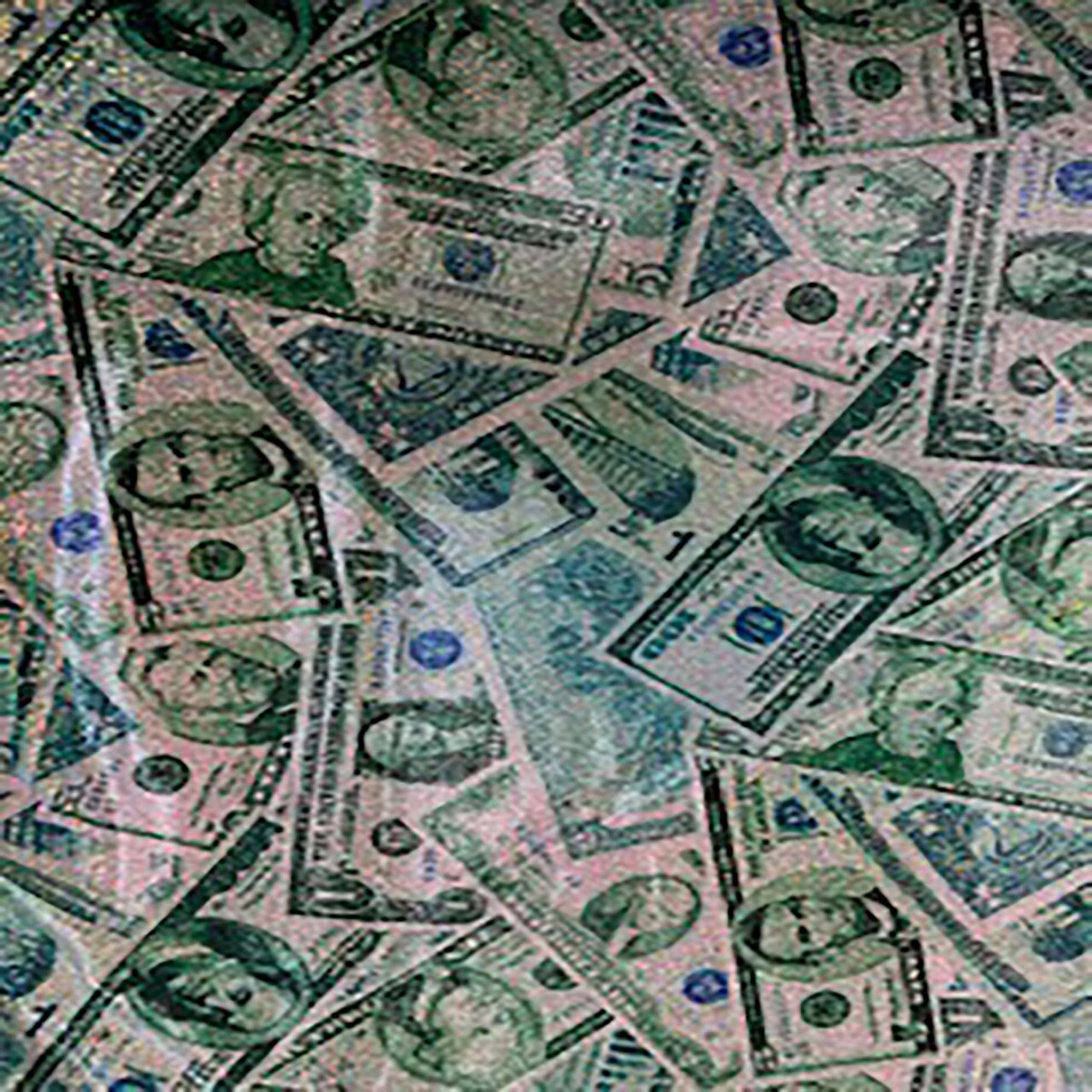 1 Yard Random Money Hologram Polyester Spandex Fabric 60 Inch Width